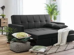 Store Beliani 3-Istuttava Vuodesohva Kangas Musta Glomma