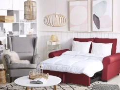 Best Beliani 2-Istuttava Vuodesohva Kangas Burgundinpunainen Silda