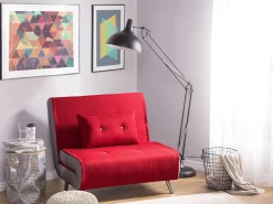 Sohvat<Beliani 1-Istuttava Vuodesohva Kangas Punainen Farris