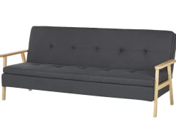 Sohvat<Beliani 3-Istuttava Vuodesohva Kangas Tummanharmaa Tjorn