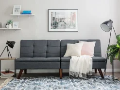 Sohvat<Beliani 3-Istuttava Vuodesohva Kangas Harmaa Ronne