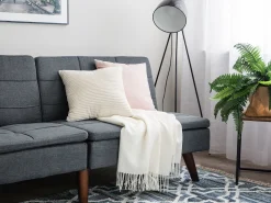 Sohvat<Beliani 3-Istuttava Vuodesohva Kangas Harmaa Ronne