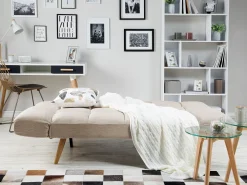 Sohvat<Beliani 3-Istuttava Vuodesohva Kangas Beige Ingaro