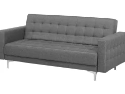 Sohvat<Beliani 3-Istuttava Vuodesohva Kangas Vaaleanharmaa Aberdeen