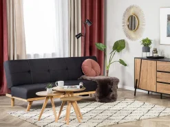 Sohvat<Beliani 3-Istuttava Vuodesohva Kangas Musta Froya