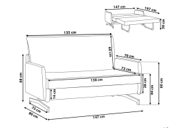 Sohvat<Beliani 2-Istuttava Vuodesohva Kangas Beige Belfast