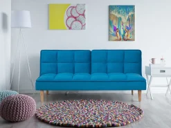 Sohvat<Beliani 3-Istuttava Vuodesohva Kangas Sininen Siljan