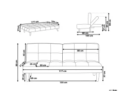 Sohvat<Beliani 3-Istuttava Vuodesohva Kangas Sininen Siljan