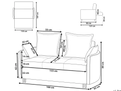 Flash Sale Beliani 2-Istuttava Vuodesohva Kangas Harmaa Hovin