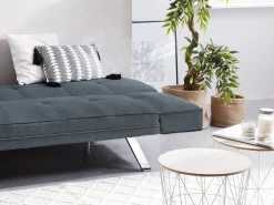 New Beliani 3-Istuttava Vuodesohva Kangas Sininen Bristol