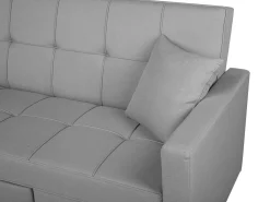 Sohvat<Beliani 3-Istuttava Vuodesohva Kangas Vaaleanharmaa Glomma