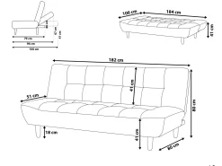 Sohvat<Beliani 3-Istuttava Vuodesohva Kangas Vaaleanharmaa Alsten