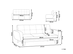 Fashion Beliani 3-Istuttava Vuodesohva Kangas Musta Florli