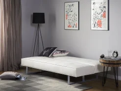 Sohvat<Beliani 3-Istuttava Vuodesohva Keinonahka Valkoinen Derby