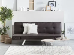 Sohvat<Beliani 3-Istuttava Vuodesohva Keinonahka Ruskea Bristol