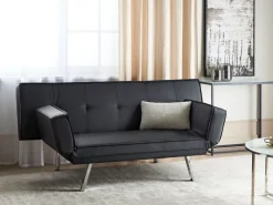 Best Sale Beliani 3-Istuttava Vuodesohva Keinonahka Musta Bristol