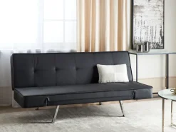 Best Sale Beliani 3-Istuttava Vuodesohva Keinonahka Musta Bristol
