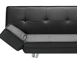 Best Sale Beliani 3-Istuttava Vuodesohva Keinonahka Musta Bristol