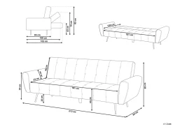 Sohvat<Beliani 3-Istuttava Vuodesohva Sametti Smaragdinvihrea Selnes