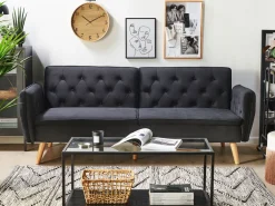 Fashion Beliani 2-Istuttava Vuodesohva Sametti Musta Bardu