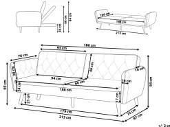 Fashion Beliani 2-Istuttava Vuodesohva Sametti Musta Bardu