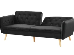 Fashion Beliani 2-Istuttava Vuodesohva Sametti Musta Bardu