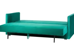 Best Beliani 3-Istuttava Vuodesohva Sametti Säilytystila Smaragdinvihrea Eksjo