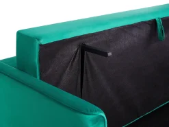 Best Beliani 3-Istuttava Vuodesohva Sametti Säilytystila Smaragdinvihrea Eksjo