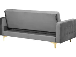 Sohvat<Beliani 3-Istuttava Vuodesohva Sametti Harmaa Aberdeen