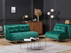 Cheap Beliani 2-Istuttava Vuodesohva Sametti Tummanvihrea Vestfold