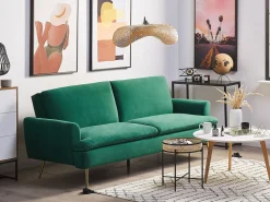 Discount Beliani 3-Istuttava Vuodesohva Sametti Tummanvihrea Vettre