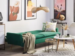 Discount Beliani 3-Istuttava Vuodesohva Sametti Tummanvihrea Vettre