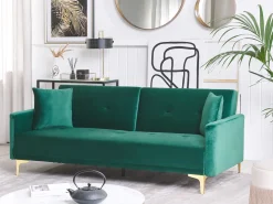 Clearance Beliani 3-Istuttava Vuodesohva Sametti Vihrea Lucan