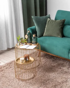 Sohvat<Beliani 3-Istuttava Vuodesohva Sametti Smaragdinvihrea Eina