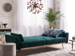 Sohvat<Beliani 3-Istuttava Vuodesohva Sametti Smaragdinvihrea Eina