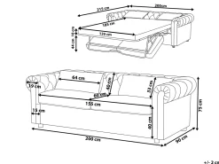 Outlet Beliani 3-Istuttava Vuodesohva Sametti Sininen Chesterfield