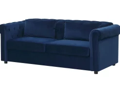 Outlet Beliani 3-Istuttava Vuodesohva Sametti Sininen Chesterfield