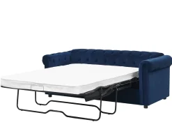 Outlet Beliani 3-Istuttava Vuodesohva Sametti Sininen Chesterfield