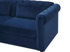 Outlet Beliani 3-Istuttava Vuodesohva Sametti Sininen Chesterfield