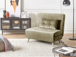 Sohvat<Beliani 1-Istuttava Vuodesohva Sametti Oliivinvihrea Farris
