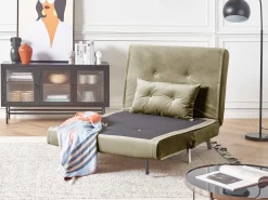 Sohvat<Beliani 1-Istuttava Vuodesohva Sametti Oliivinvihrea Farris