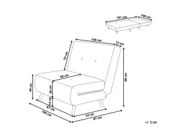 Sohvat<Beliani 1-Istuttava Vuodesohva Sametti Vaaleanharmaa Farris