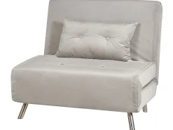 Sohvat<Beliani 1-Istuttava Vuodesohva Sametti Vaaleanharmaa Farris