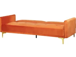 Sohvat<Beliani 3-Istuttava Vuodesohva Sametti Oranssi Lucan