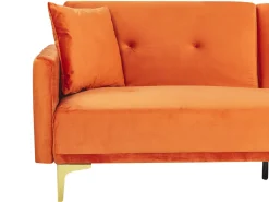 Sohvat<Beliani 3-Istuttava Vuodesohva Sametti Oranssi Lucan