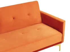 Sohvat<Beliani 3-Istuttava Vuodesohva Sametti Oranssi Lucan