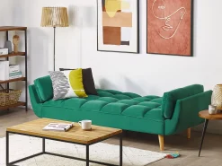 Cheap Beliani 3-Istuttava Vuodesohva Sametti Vihrea Asby