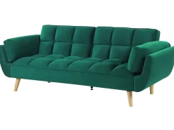 Cheap Beliani 3-Istuttava Vuodesohva Sametti Vihrea Asby
