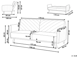Shop Beliani 3-Istuttava Vuodesohva Sametti Beige Senja