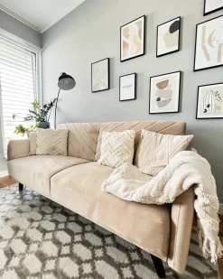 Shop Beliani 3-Istuttava Vuodesohva Sametti Beige Senja